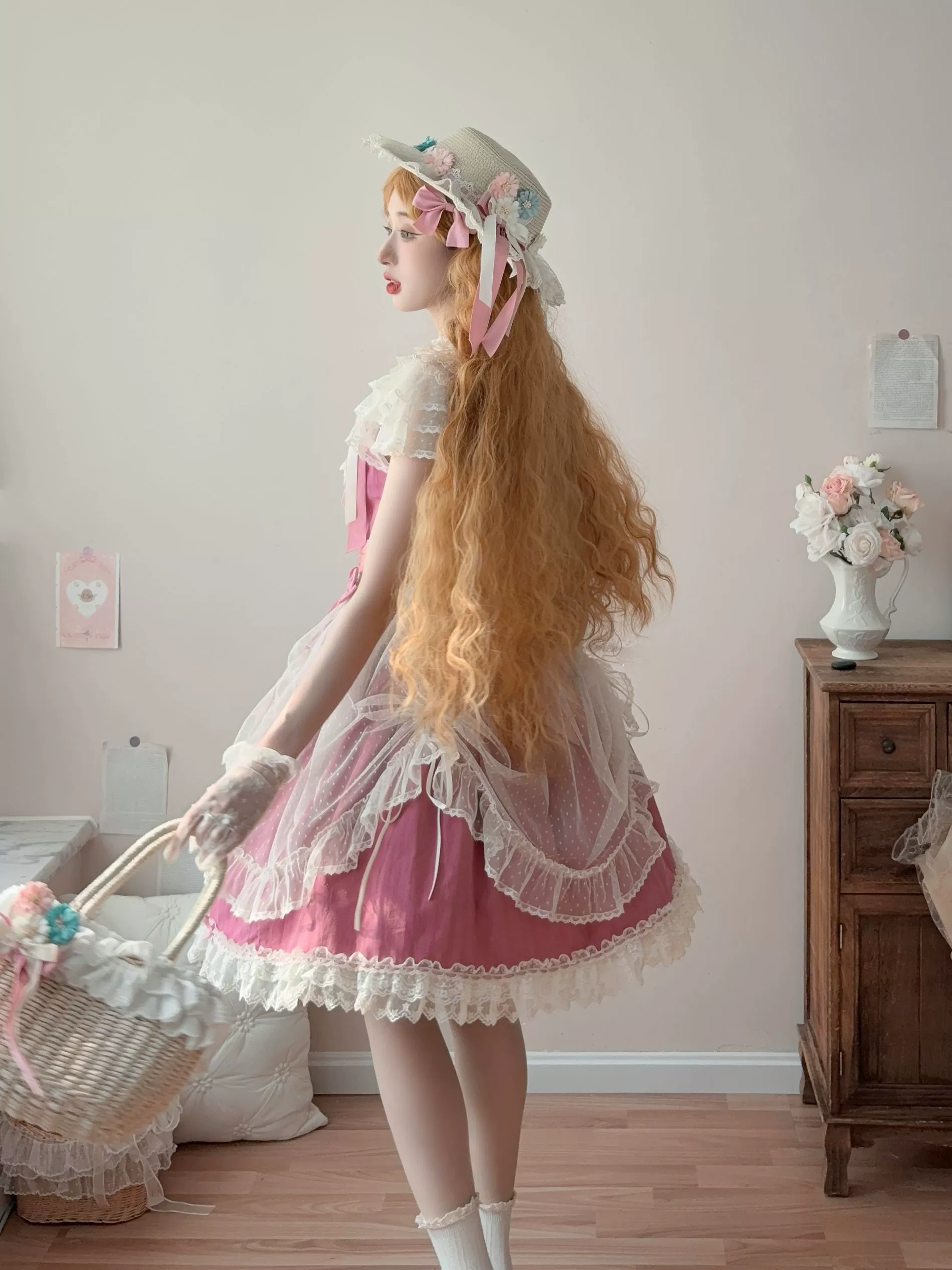 Fluttering Cherry Spring Strings - Cotton Sweet Lolita JSK Dress - Image 116
