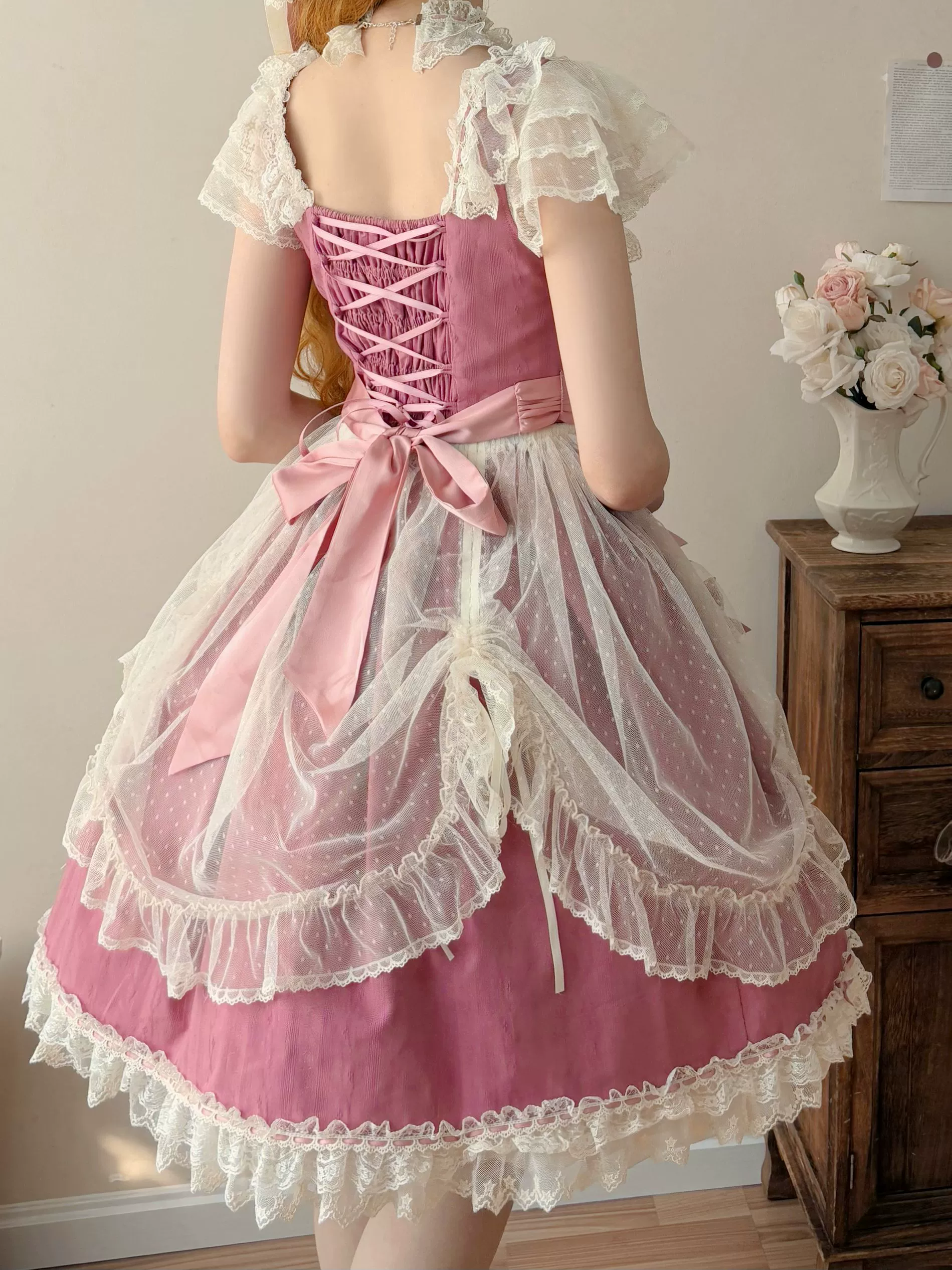 Fluttering Cherry Spring Strings - Cotton Sweet Lolita JSK Dress - Image 23