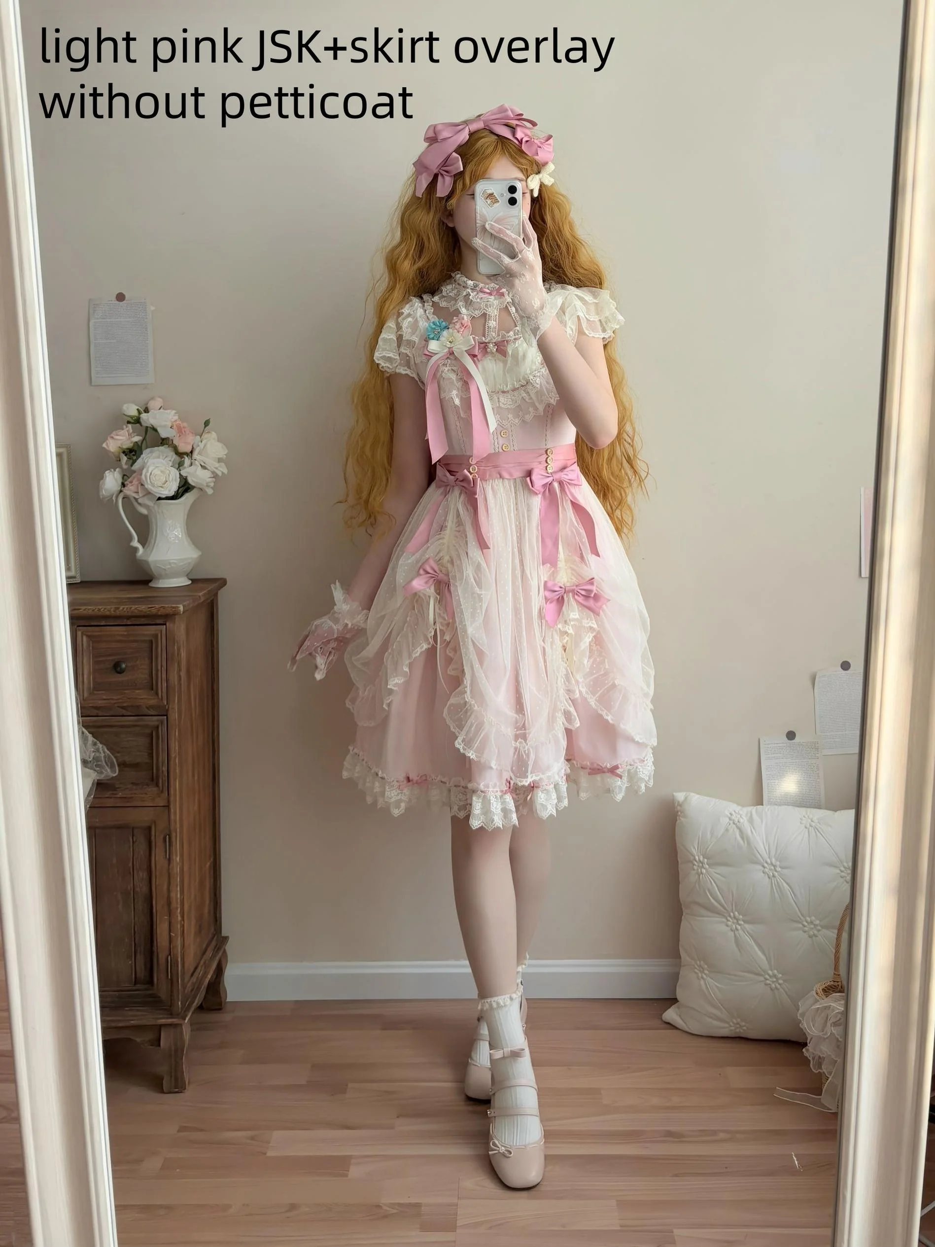 Fluttering Cherry Spring Strings - Cotton Sweet Lolita JSK Dress - Image 41