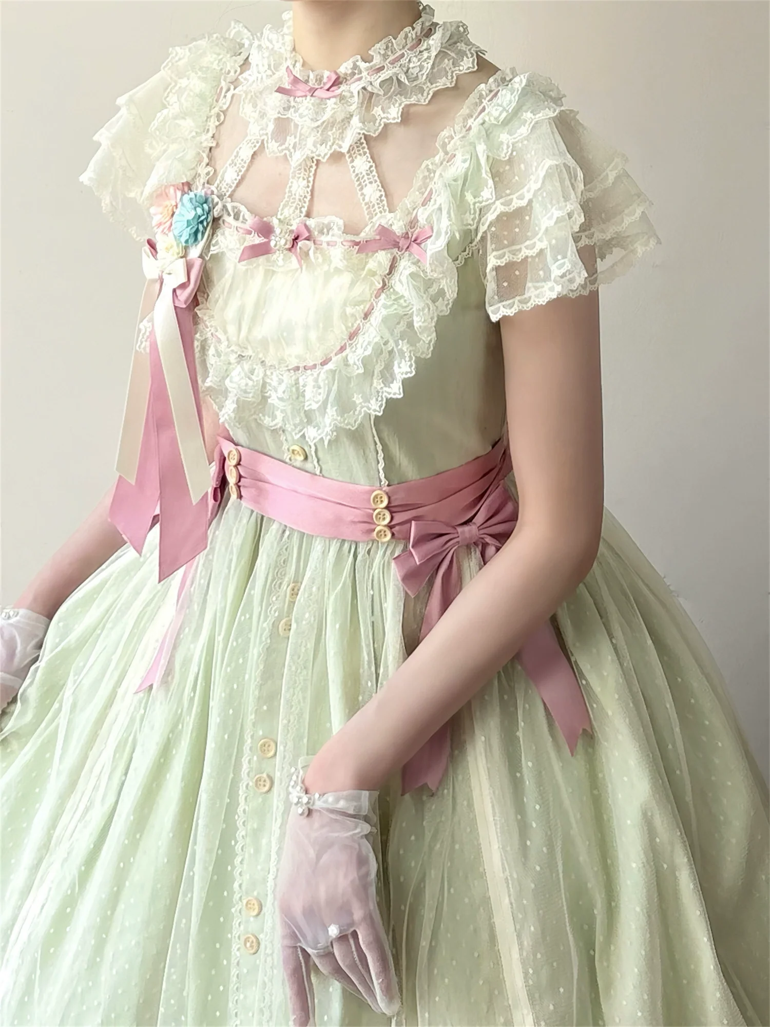 Fluttering Cherry Spring Strings - Cotton Sweet Lolita JSK Dress - Image 43