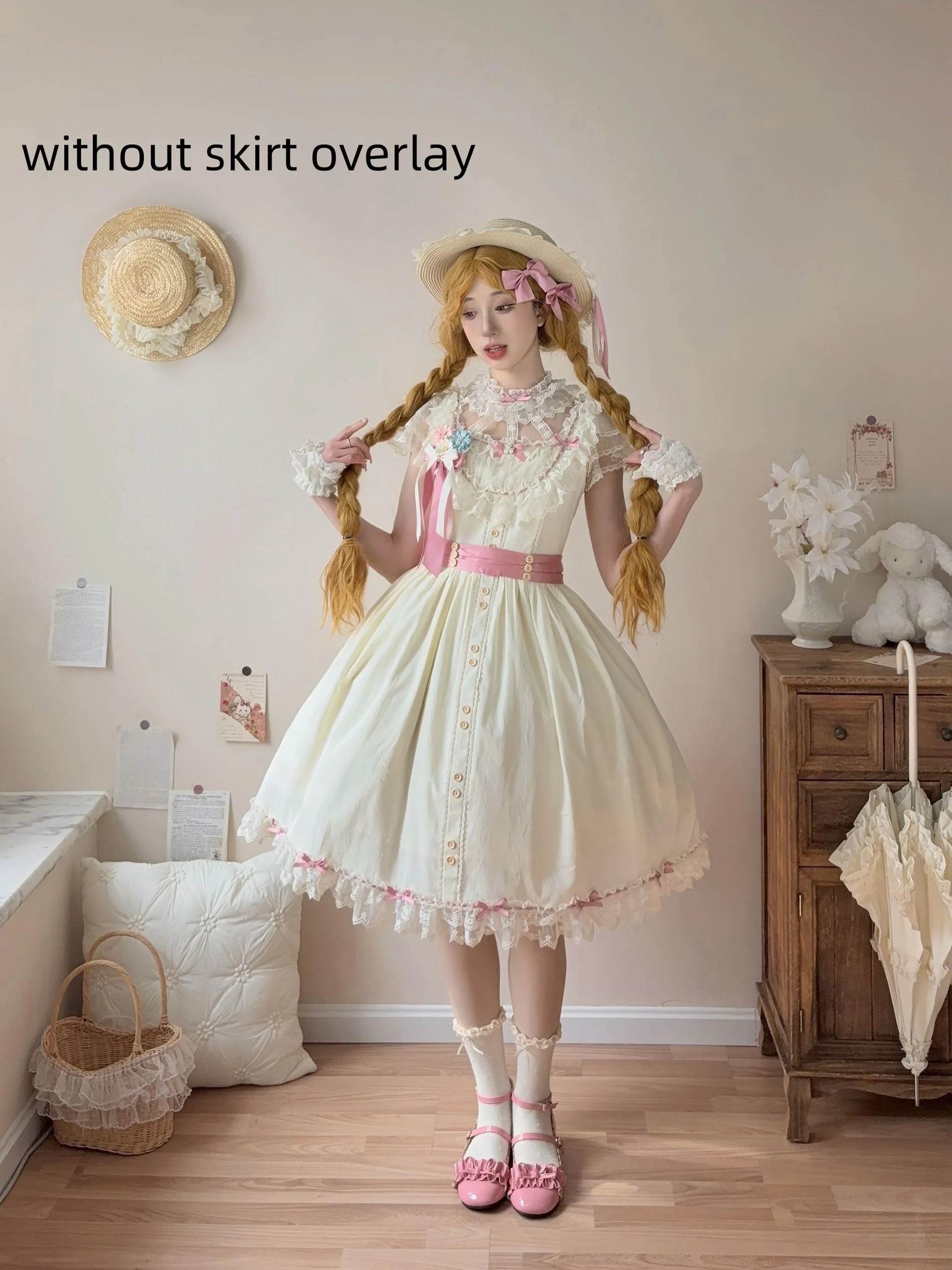 Fluttering Cherry Spring Strings - Cotton Sweet Lolita JSK Dress - Image 50