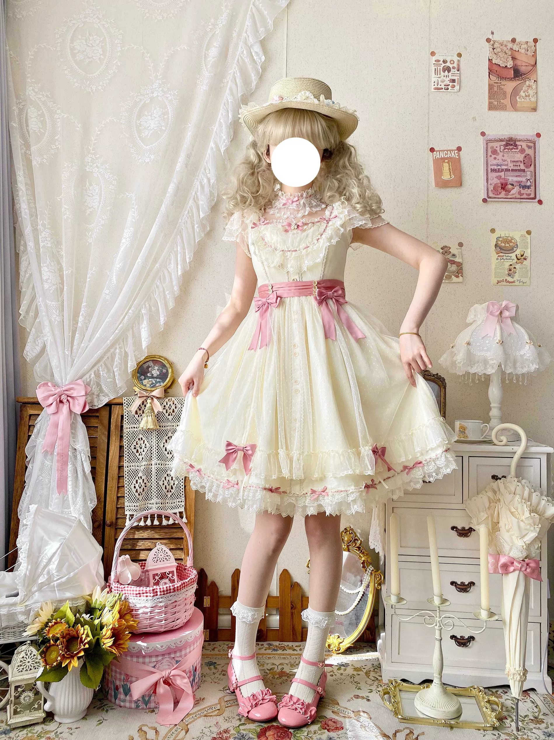 Fluttering Cherry Spring Strings - Cotton Sweet Lolita JSK Dress - Image 52