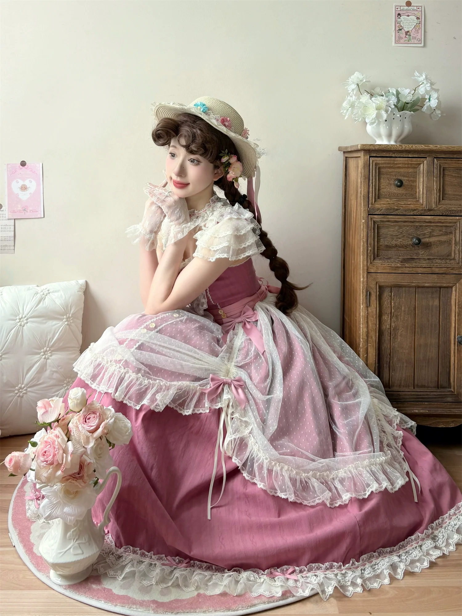 Fluttering Cherry Spring Strings - Cotton Sweet Lolita JSK Dress - Image 62