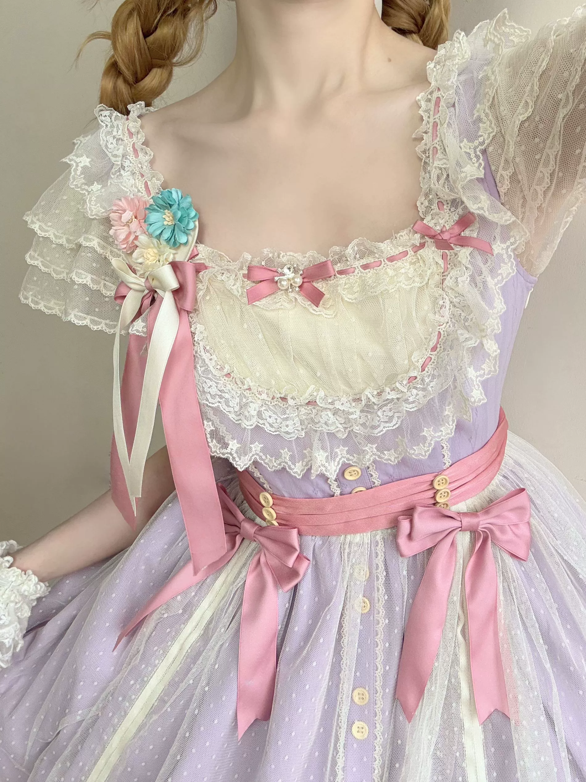 Fluttering Cherry Spring Strings - Cotton Sweet Lolita JSK Dress - Image 68