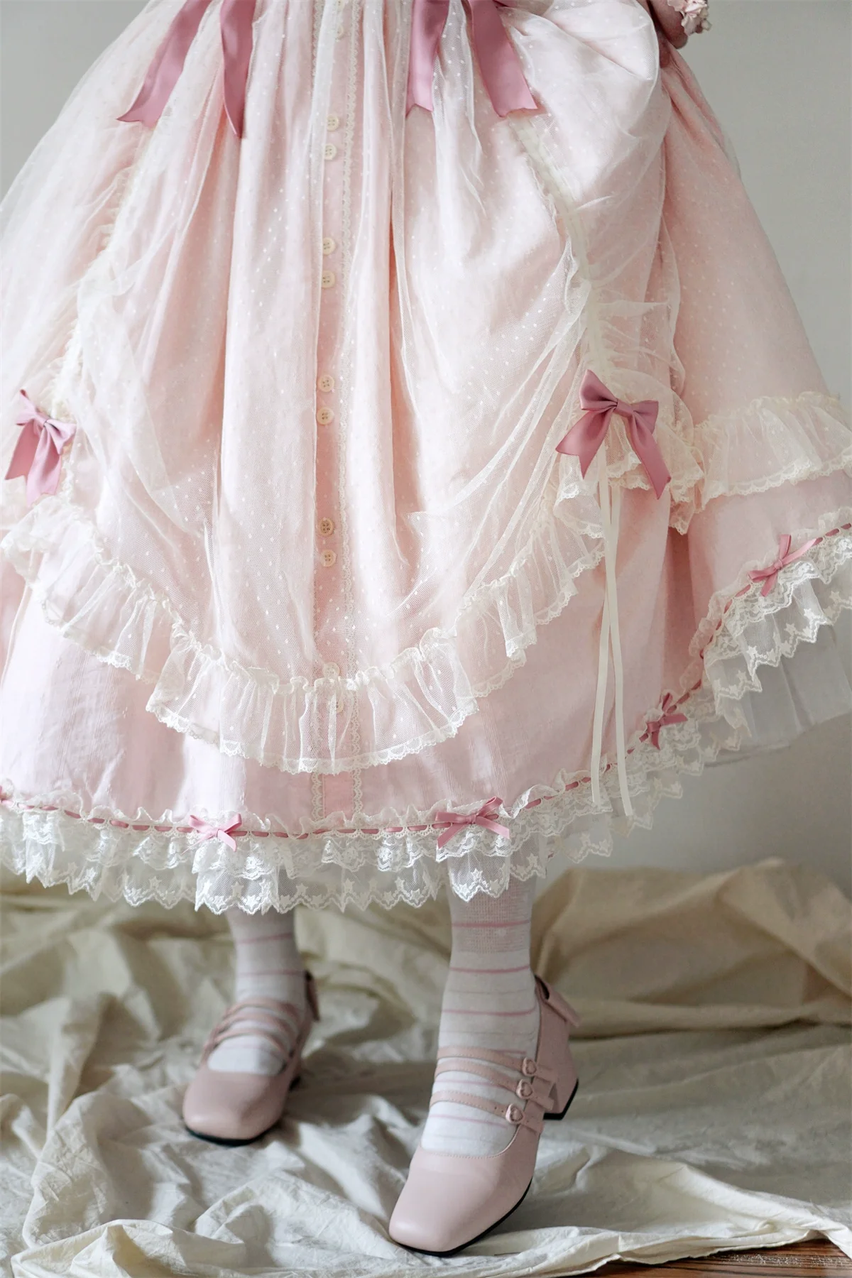 Fluttering Cherry Spring Strings - Cotton Sweet Lolita JSK Dress - Image 85