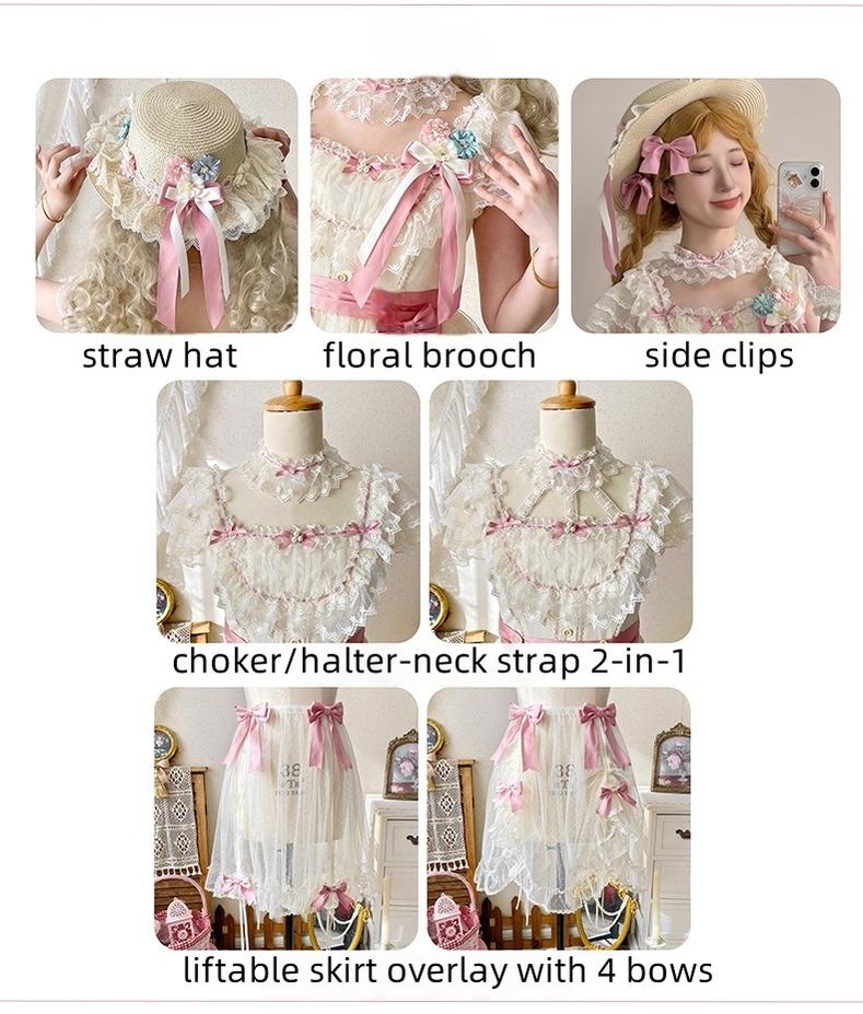 Fluttering Cherry Spring Strings - Cotton Sweet Lolita JSK Dress - Image 88