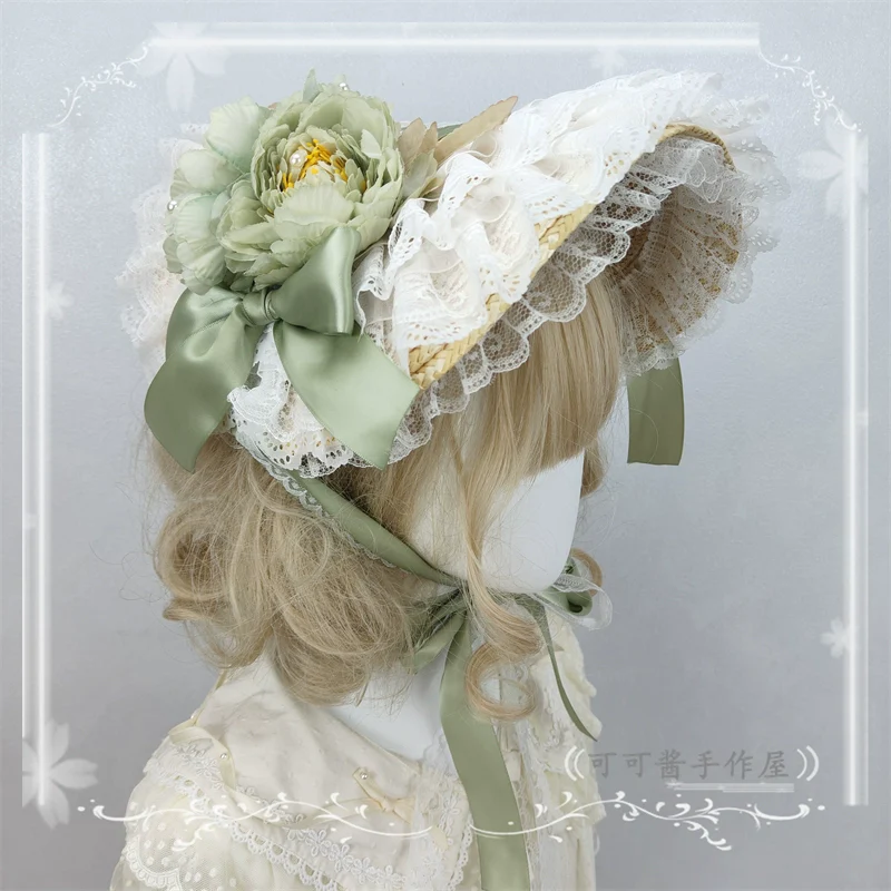 Country Lolita Bonnet Lace Flower Flat Cap Multicolors Customized - Image 22