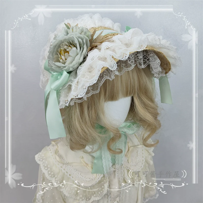 Country Lolita Bonnet Lace Flower Flat Cap Multicolors Customized - Image 23