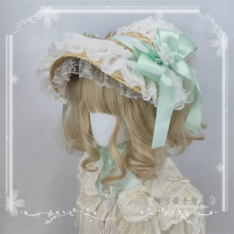 Country Lolita Bonnet Lace Flower Flat Cap Multicolors Customized - Image 24