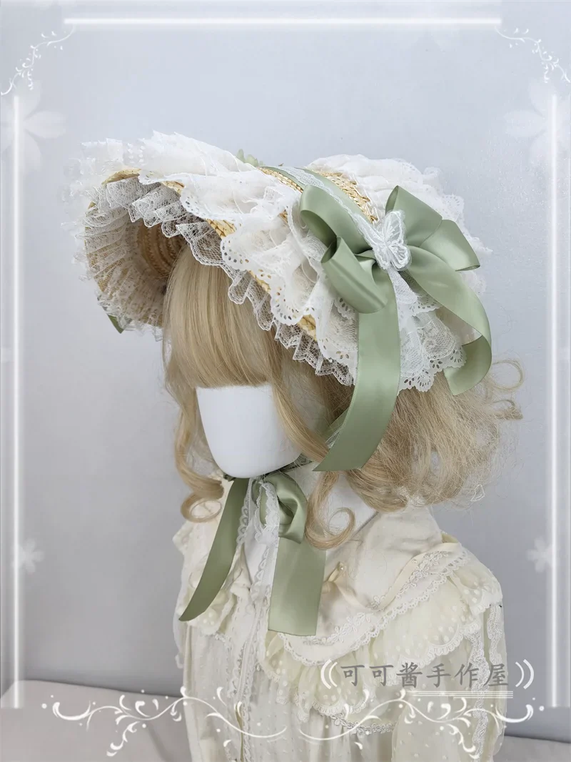 Country Lolita Bonnet Lace Flower Flat Cap Multicolors Customized - Image 25