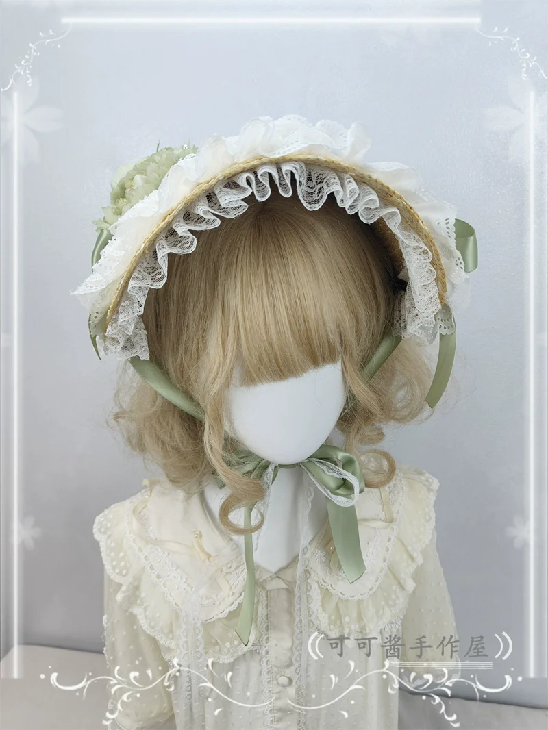 Country Lolita Bonnet Lace Flower Flat Cap Multicolors Customized - Image 29