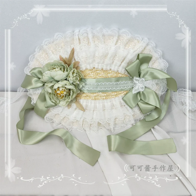 Country Lolita Bonnet Lace Flower Flat Cap Multicolors Customized - Image 36