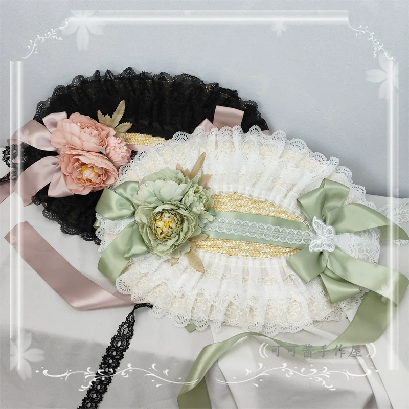 Country Lolita Bonnet Lace Flower Flat Cap Multicolors Customized - Image 37