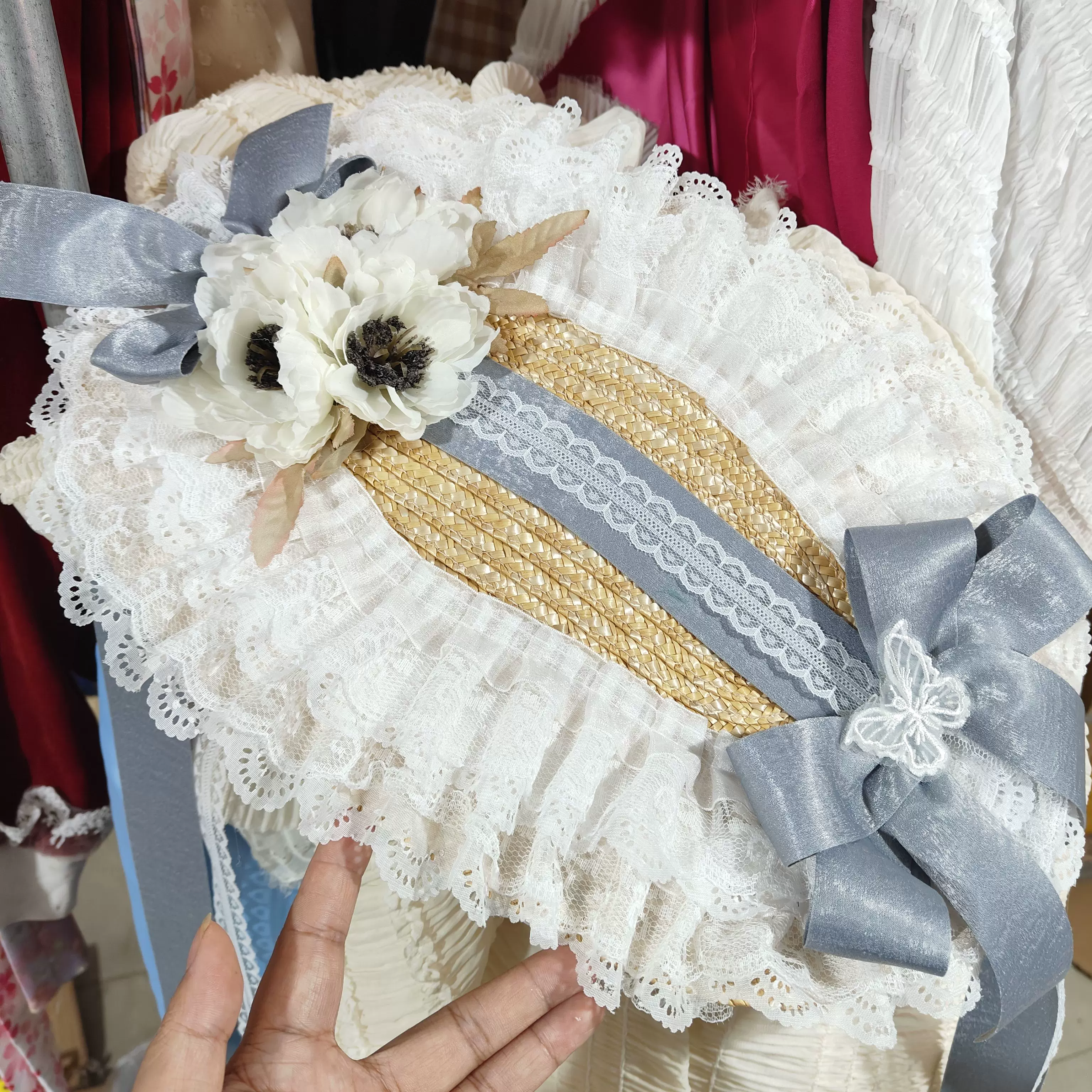 Country Lolita Bonnet Lace Flower Flat Cap Multicolors Customized - Image 39