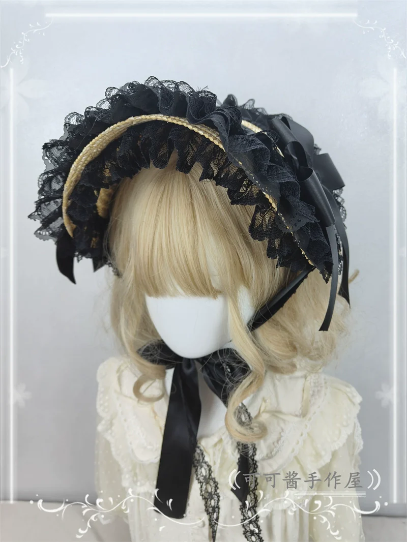 Country Lolita Bonnet Lace Flower Flat Cap Multicolors Customized - Image 9
