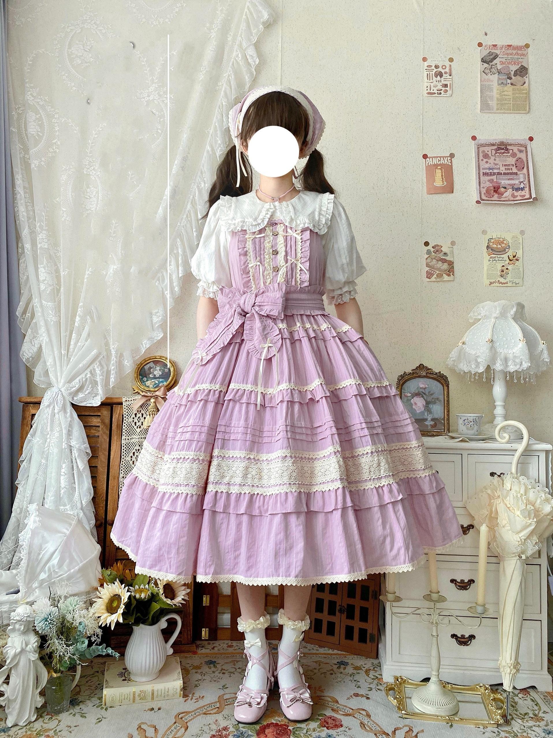 Qianmu - Summer Floral Tea - Country Lolita Cotton Jumper Dress Burlap Dress - Image 10