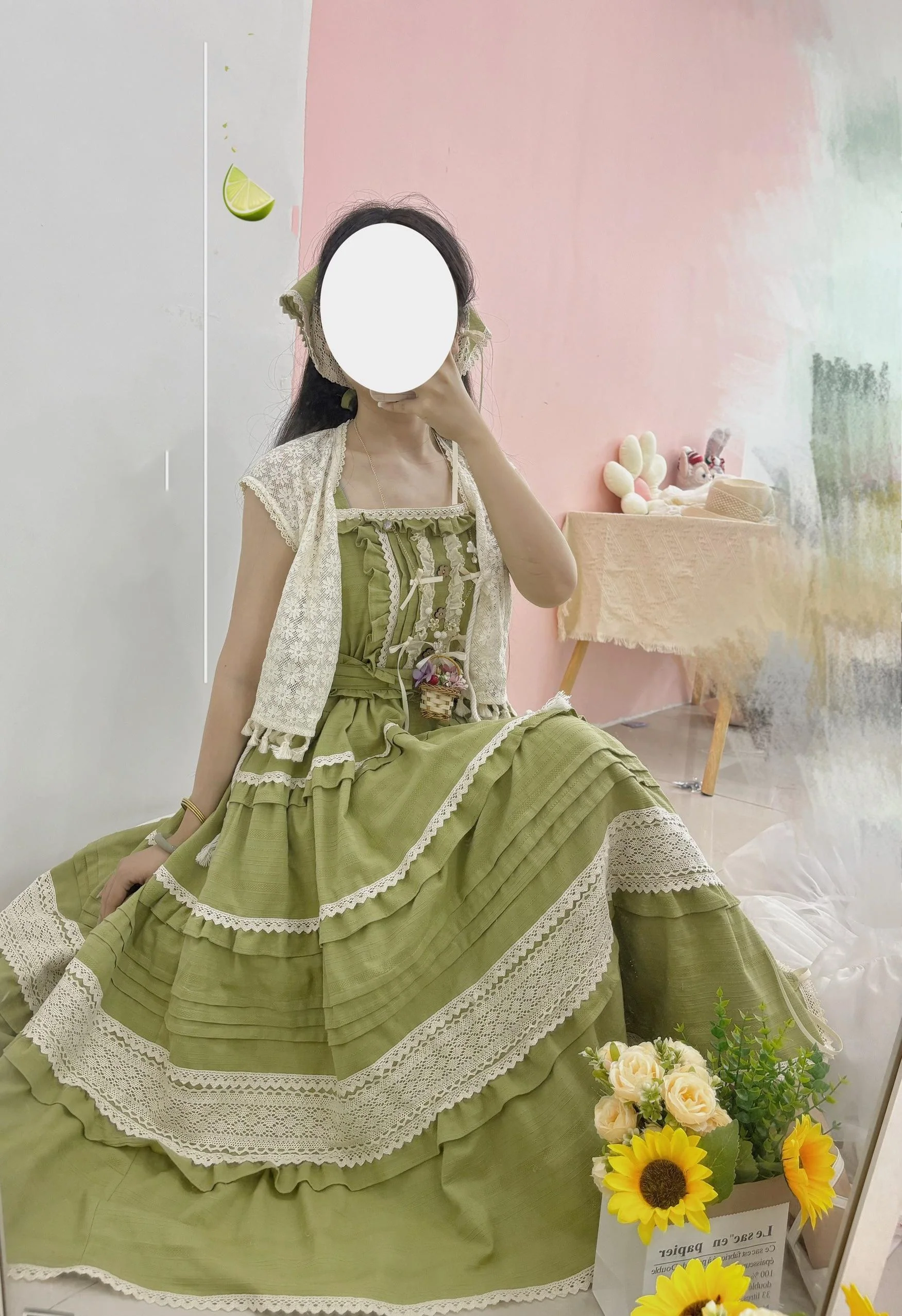 Qianmu - Summer Floral Tea - Country Lolita Cotton Jumper Dress Burlap Dress - Image 19