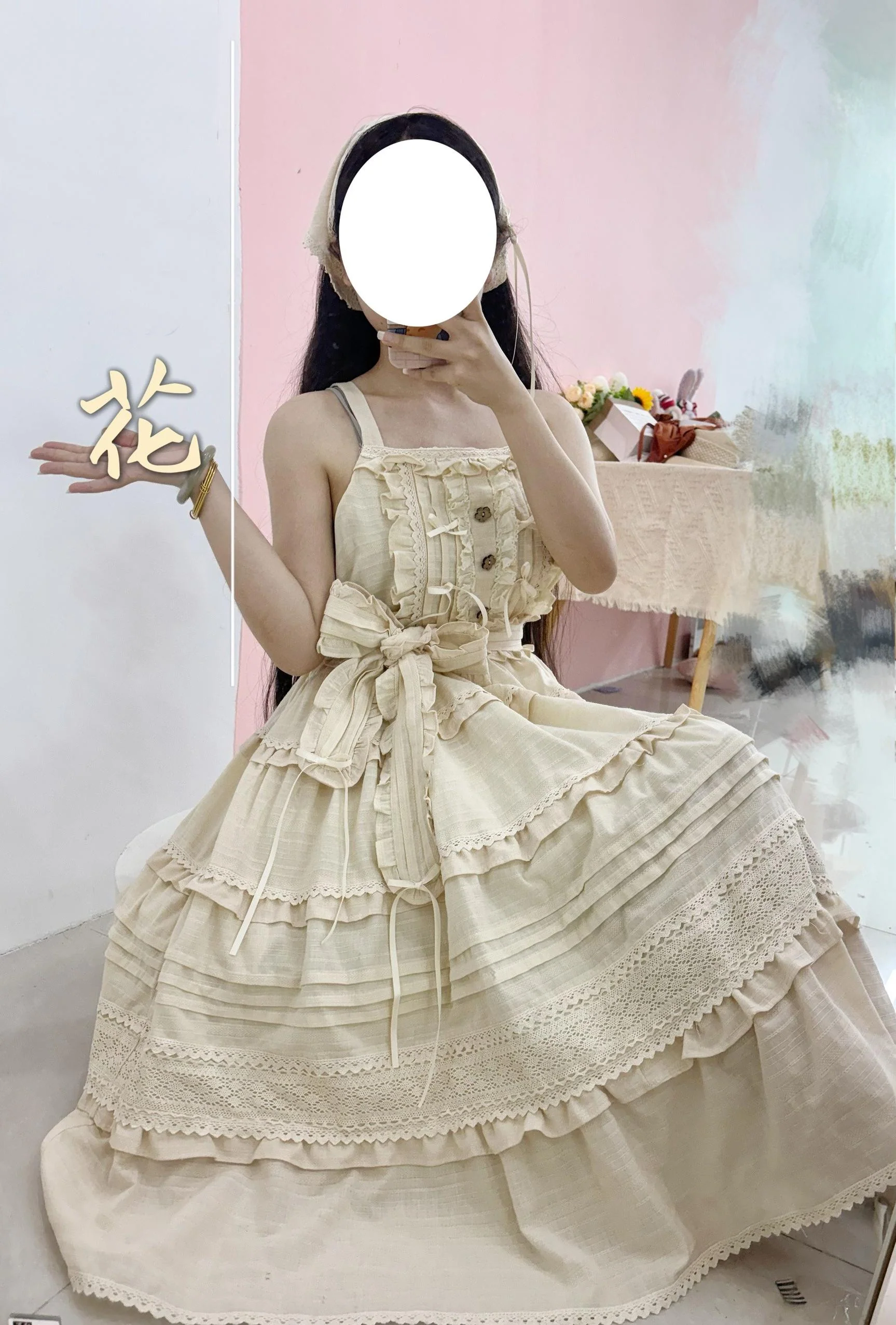 Qianmu - Summer Floral Tea - Country Lolita Cotton Jumper Dress Burlap Dress - Image 20