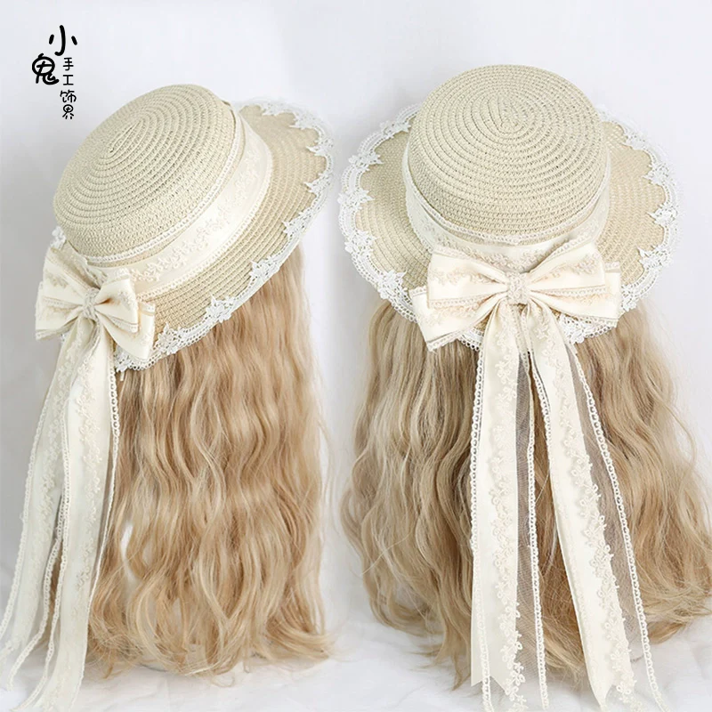 Xiaogui - Country Lolita Handmade Lace Straw Hat - Image 4