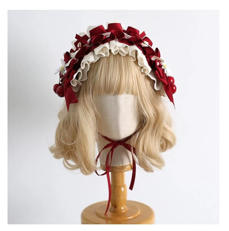 Xiaogui - Country Lolita Headdress, Daisy & Cherry Inspired - Image 6