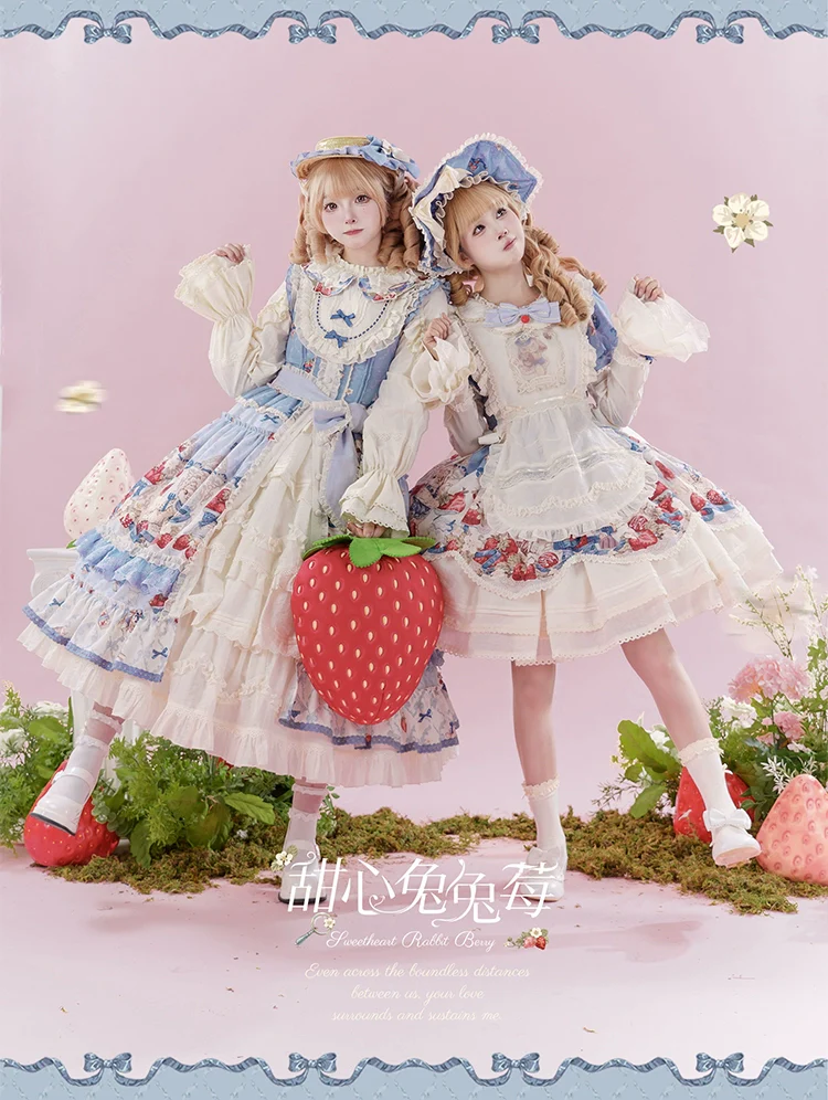 Sweetheart Rabbit Berry - Country Lolita Ivory Blouse, Underskirt & Apron - Image 15