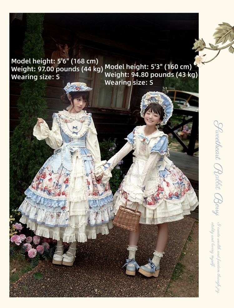 Sweetheart Rabbit Berry - Country Lolita Ivory Blouse, Underskirt & Apron - Image 3