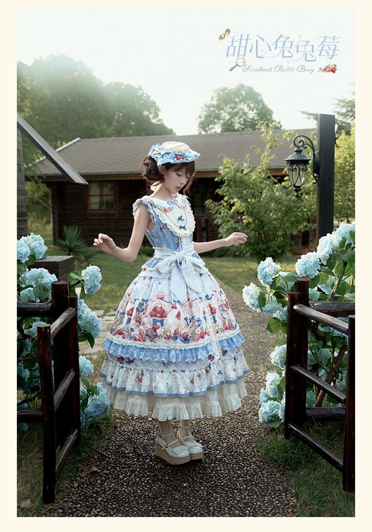 Sweetheart Rabbit Berry - Country Lolita Ivory Blouse, Underskirt & Apron - Image 9