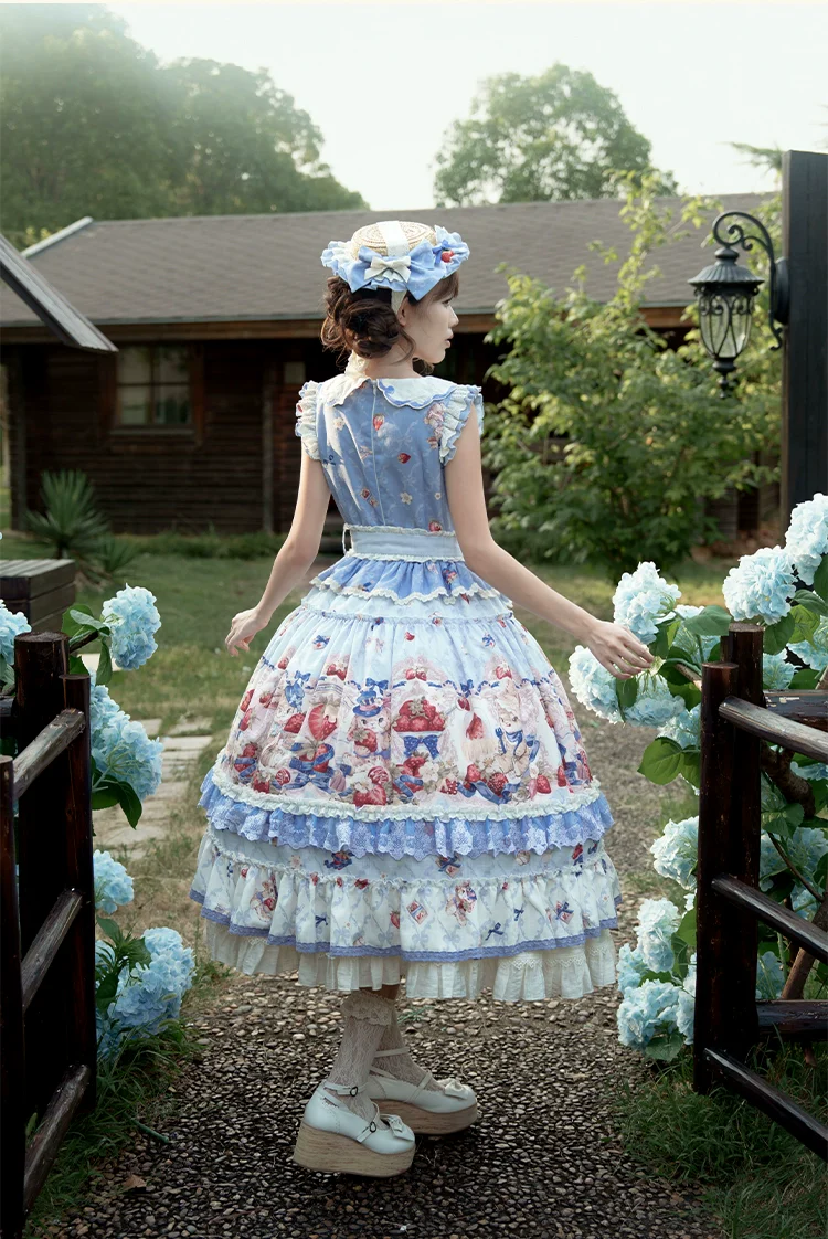 Sweetheart Rabbit Berry - Country Lolita JSK & OP Dress Suit - Image 11