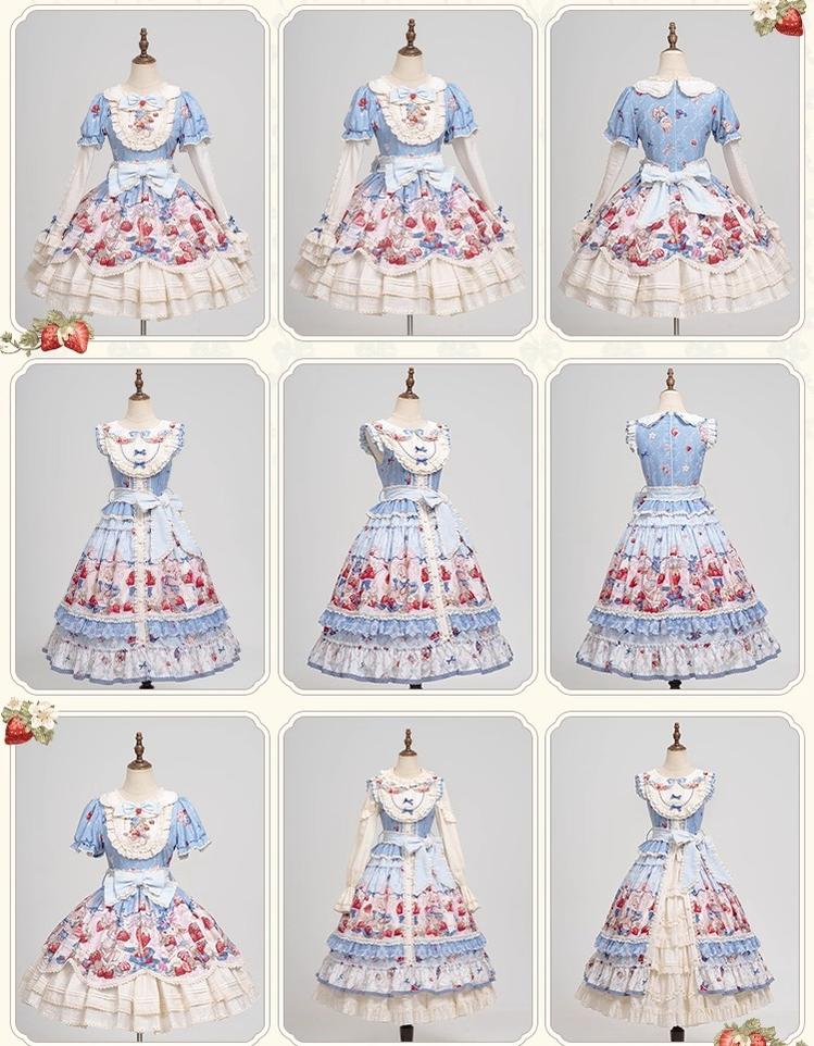 Sweetheart Rabbit Berry - Country Lolita JSK & OP Dress Suit - Image 14