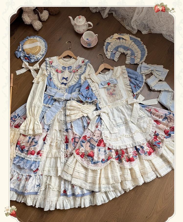 Sweetheart Rabbit Berry - Country Lolita JSK & OP Dress Suit - Image 18