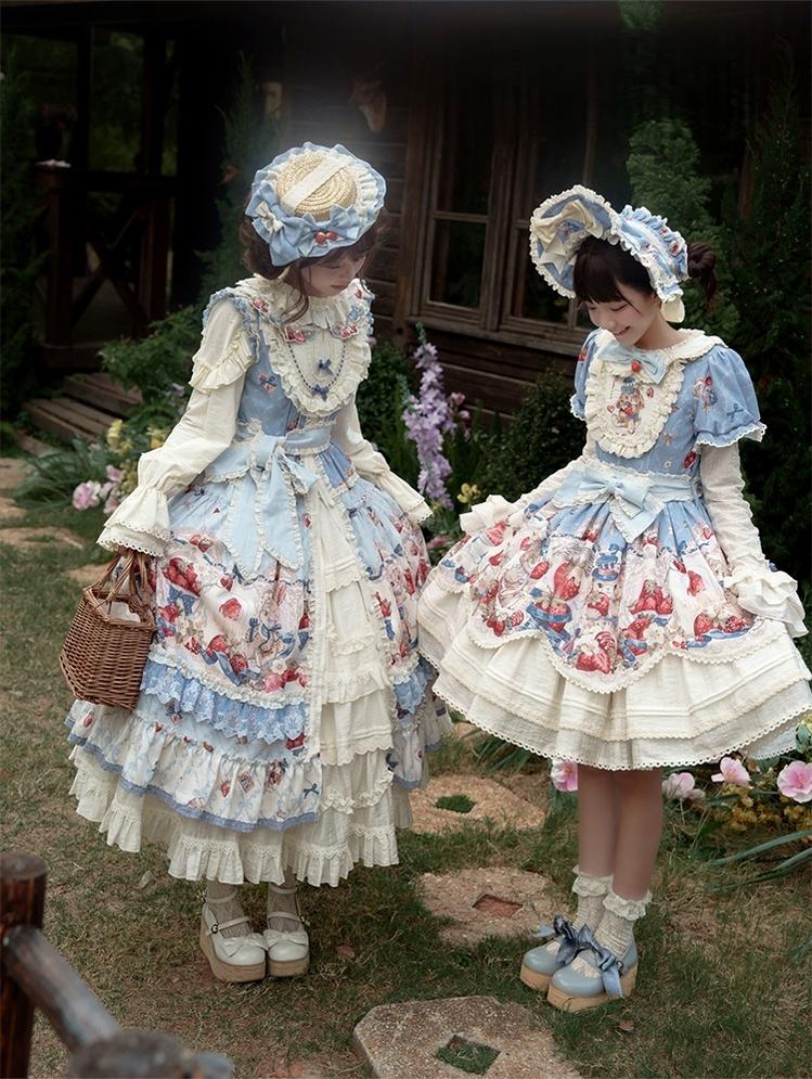 Sweetheart Rabbit Berry - Country Lolita JSK & OP Dress Suit - Image 3
