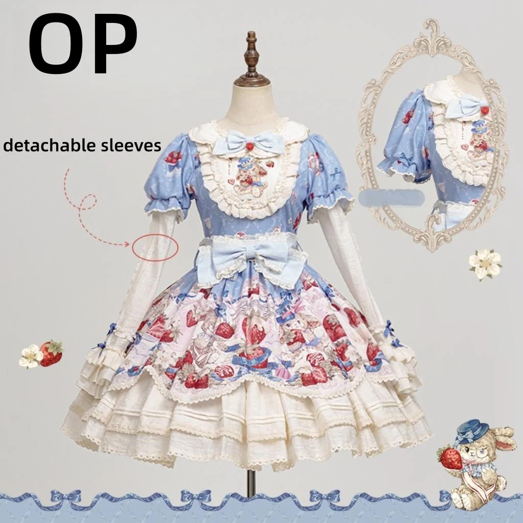 Sweetheart Rabbit Berry - Country Lolita JSK & OP Dress Suit - Image 37