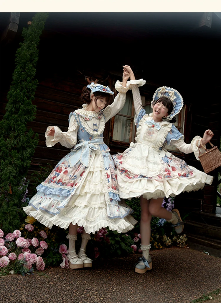 Sweetheart Rabbit Berry - Country Lolita JSK & OP Dress Suit - Image 4