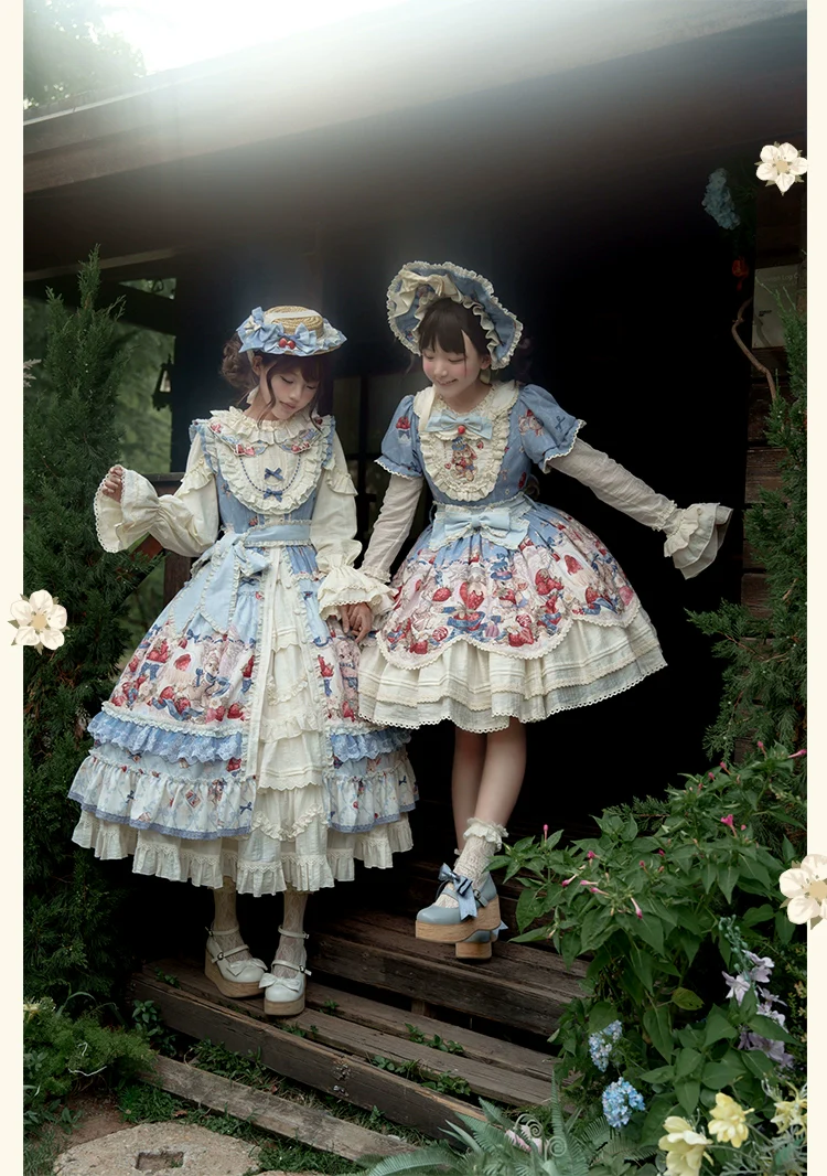 Sweetheart Rabbit Berry - Country Lolita JSK & OP Dress Suit - Image 6