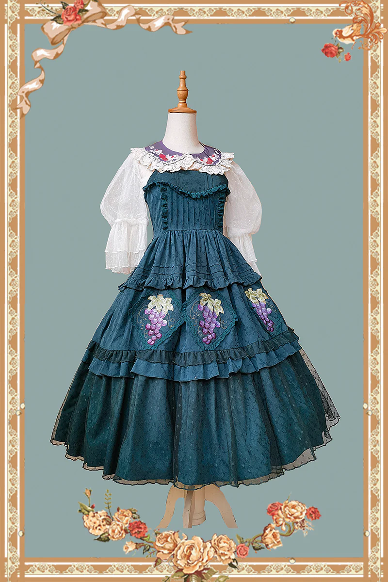 Grape Manor - Country Lolita JSK Suit with Grape Embroidery - Image 16