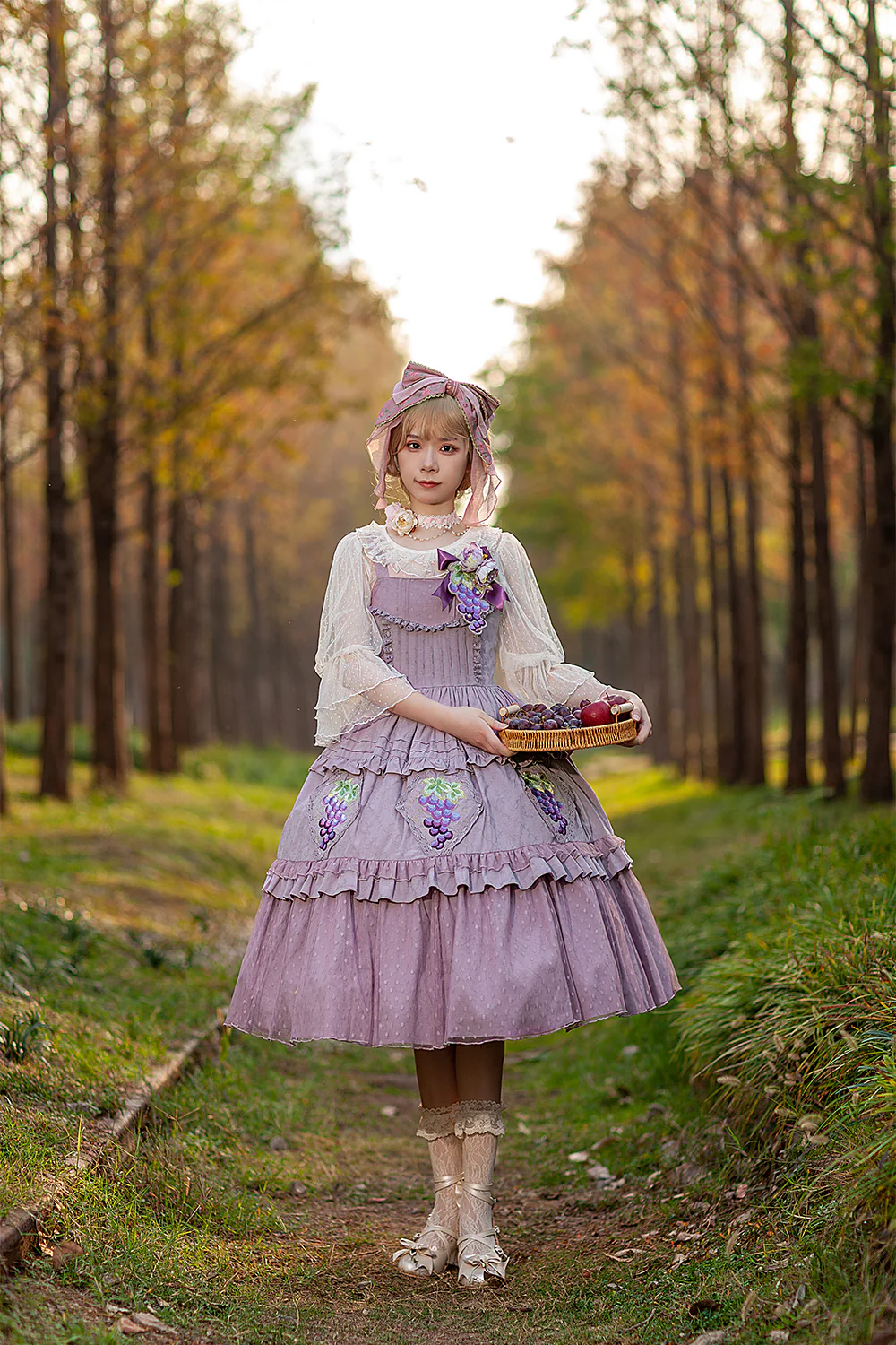 Grape Manor - Country Lolita JSK Suit with Grape Embroidery - Image 3