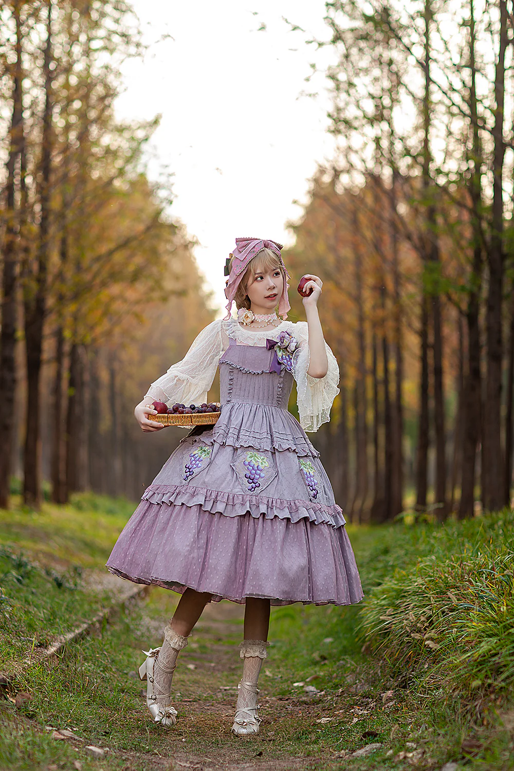 Grape Manor - Country Lolita JSK Suit with Grape Embroidery - Image 4