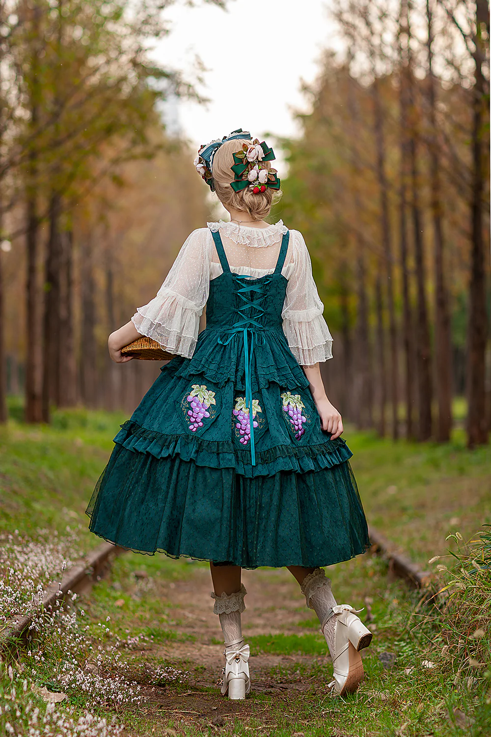 Grape Manor - Country Lolita JSK Suit with Grape Embroidery - Image 9