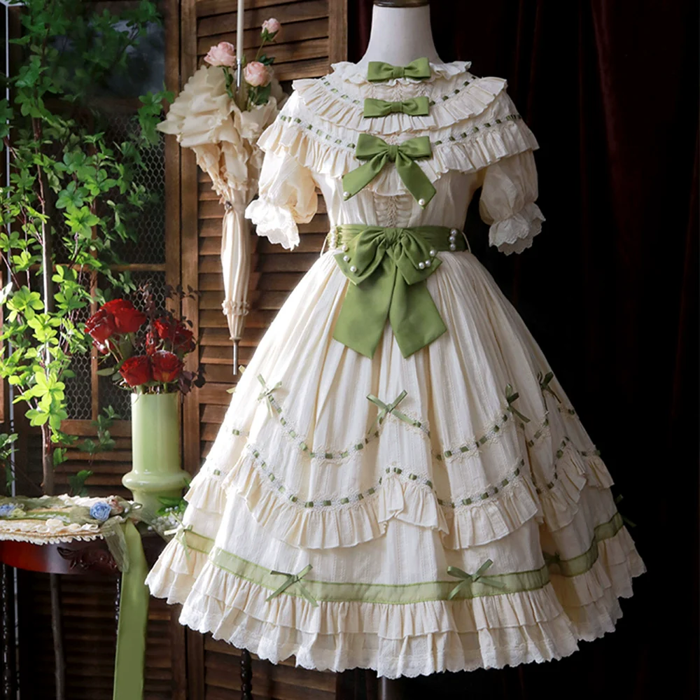 Lemon Cantata - Lily of the Valley - Country Lolita OP Dress, Tiered Ruffles - Image 13