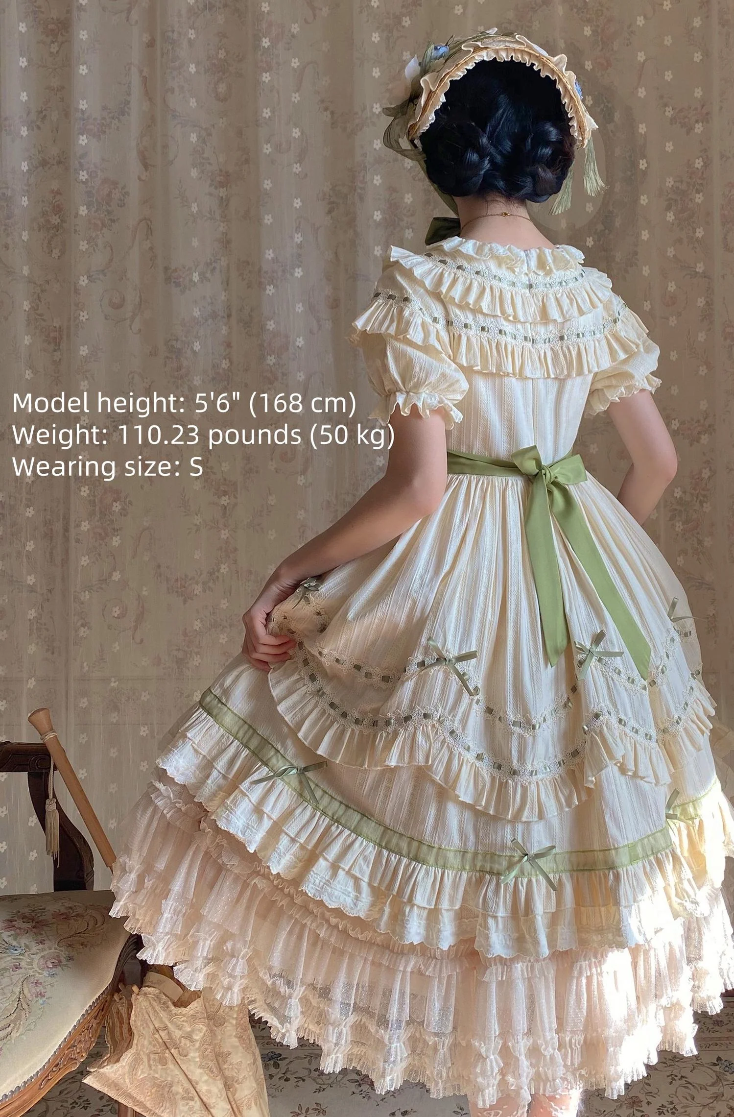 Lemon Cantata - Lily of the Valley - Country Lolita OP Dress, Tiered Ruffles - Image 6