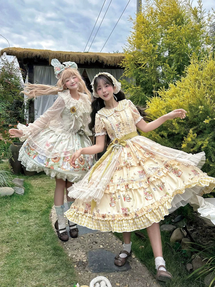 Bunny Harvest Season - Country Lolita Peter Pan Collar OP, Bunny Print JSK - Image 11