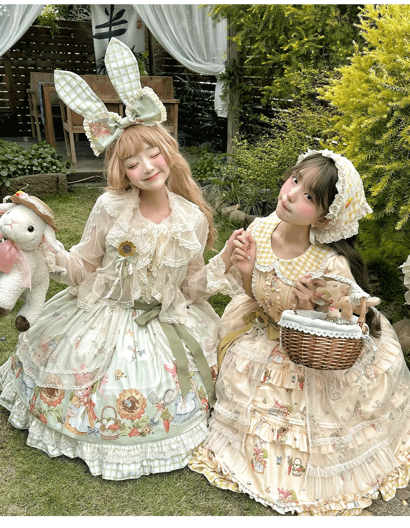 Bunny Harvest Season - Country Lolita Peter Pan Collar OP, Bunny Print JSK - Image 12