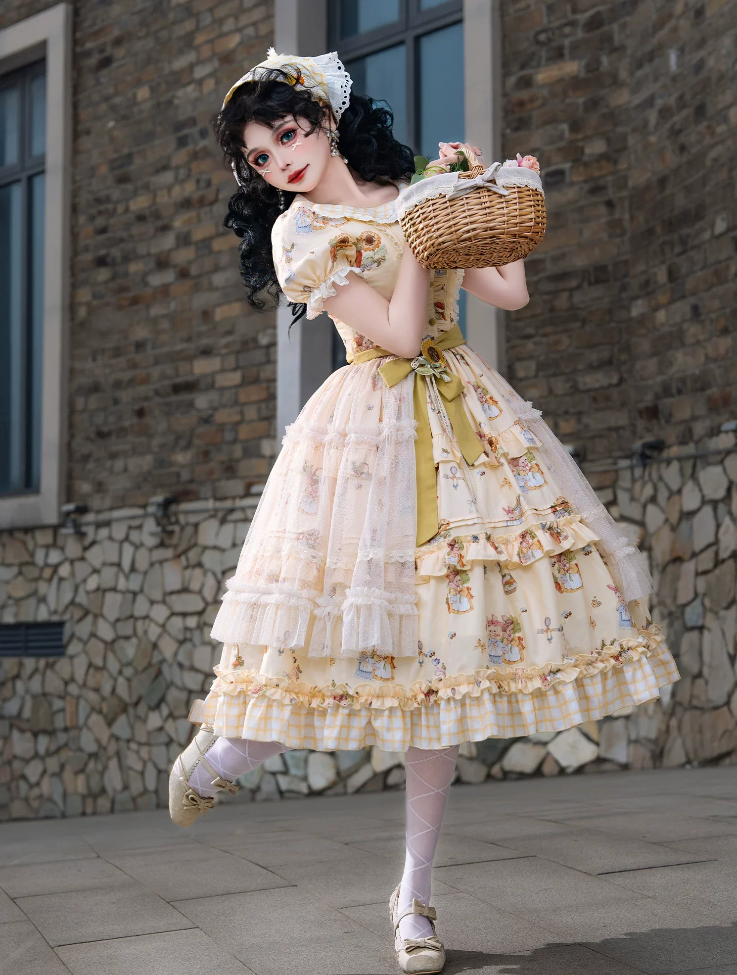 Bunny Harvest Season - Country Lolita Peter Pan Collar OP, Bunny Print JSK - Image 13