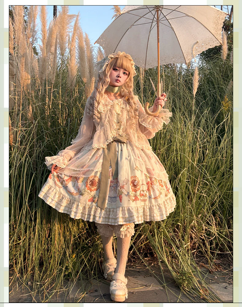 Bunny Harvest Season - Country Lolita Peter Pan Collar OP, Bunny Print JSK - Image 17