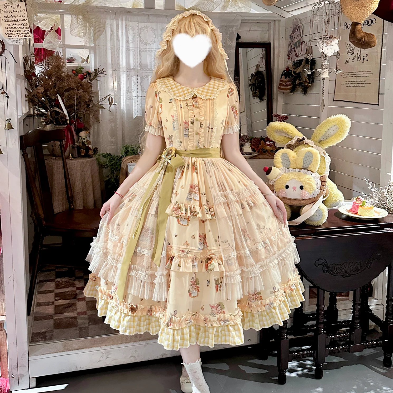 Bunny Harvest Season - Country Lolita Peter Pan Collar OP, Bunny Print JSK - Image 20