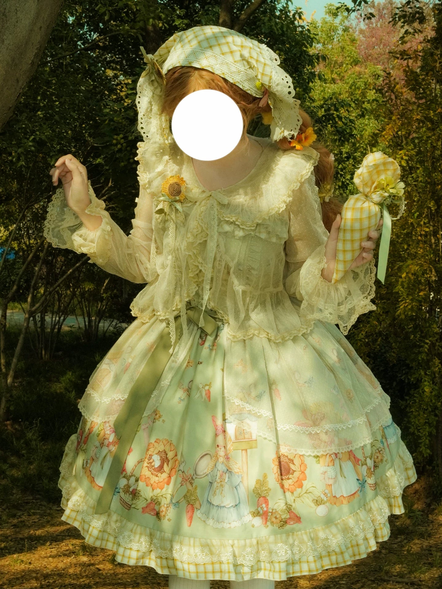 Bunny Harvest Season - Country Lolita Peter Pan Collar OP, Bunny Print JSK - Image 26