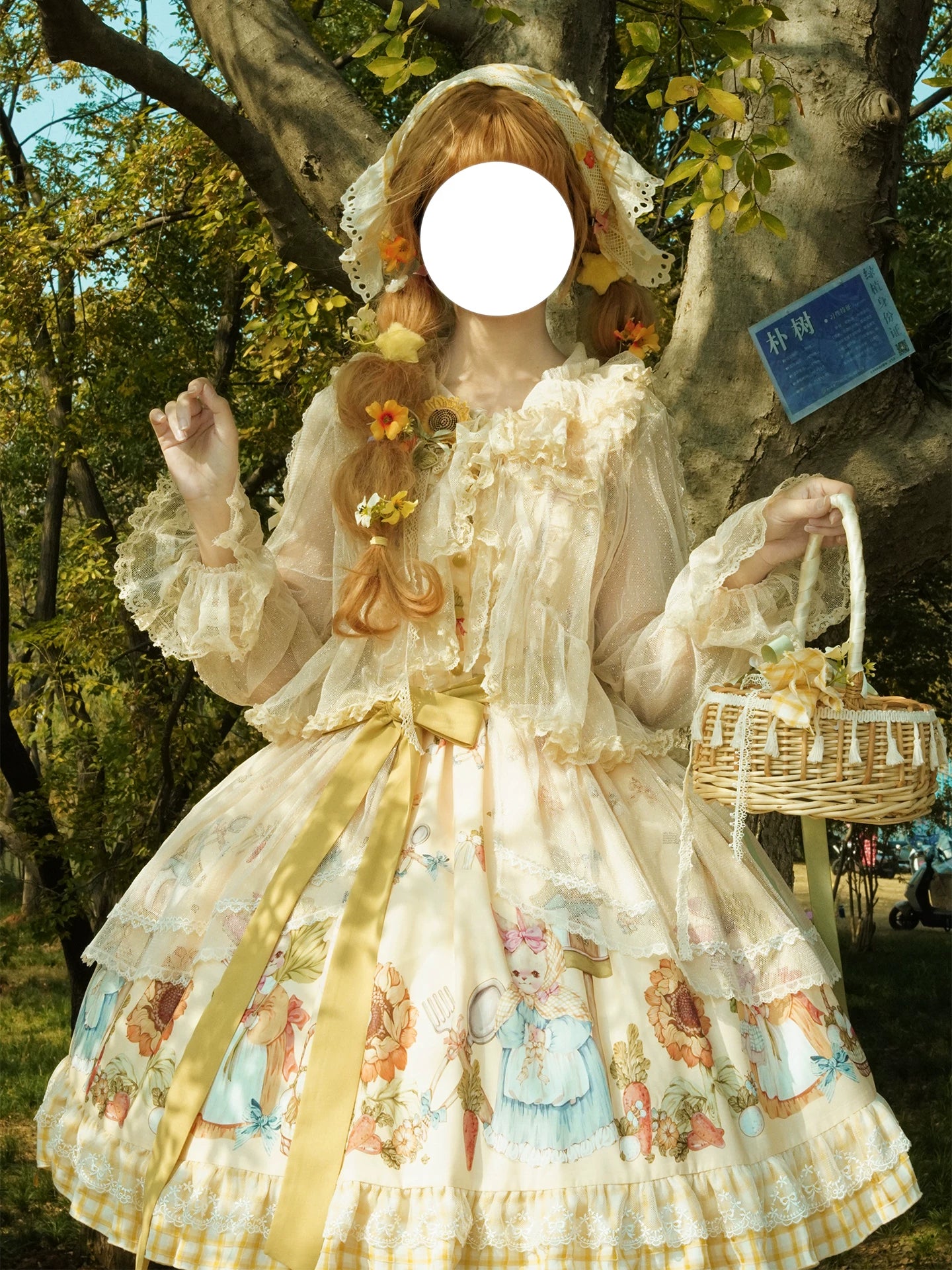 Bunny Harvest Season - Country Lolita Peter Pan Collar OP, Bunny Print JSK - Image 27
