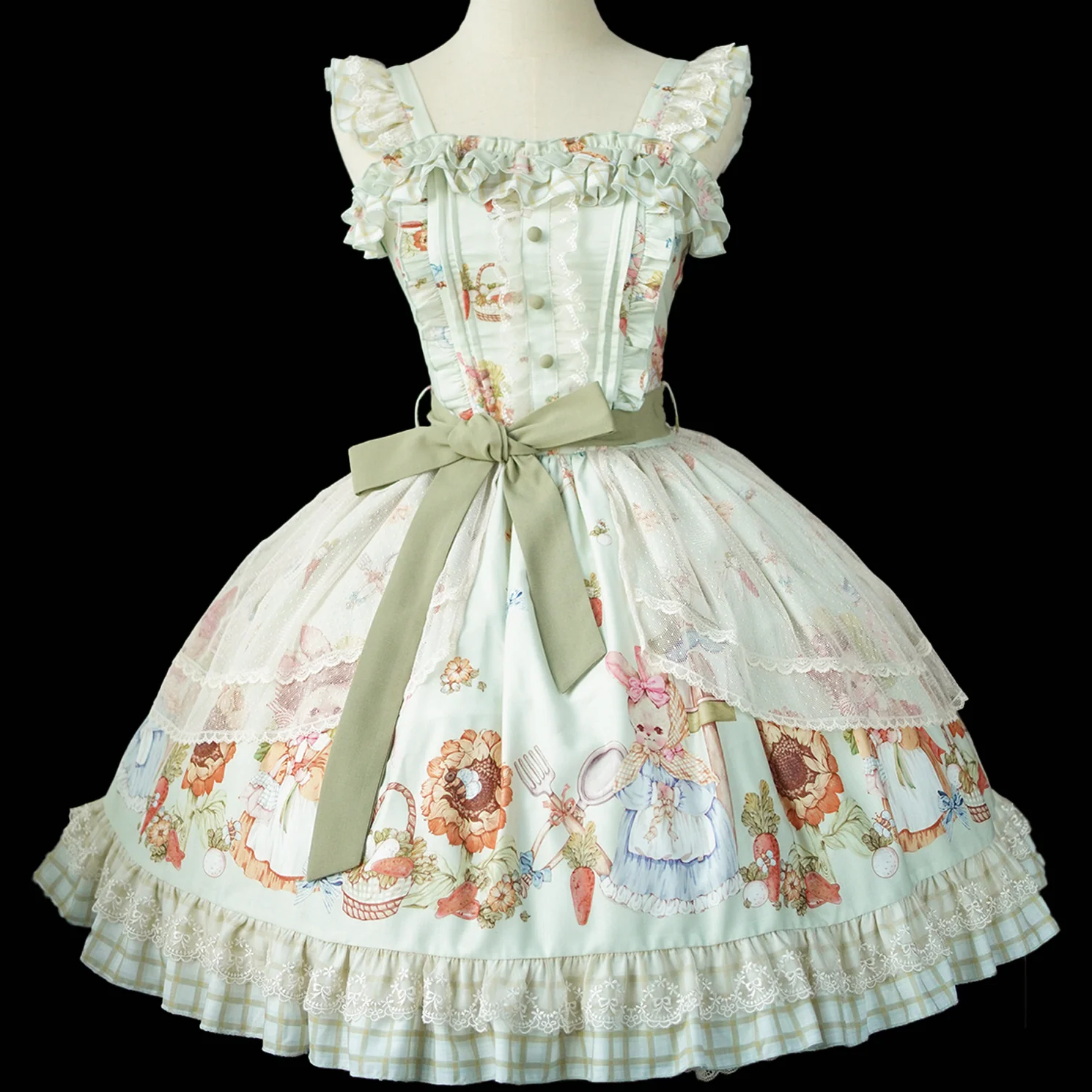 Bunny Harvest Season - Country Lolita Peter Pan Collar OP, Bunny Print JSK - Image 29