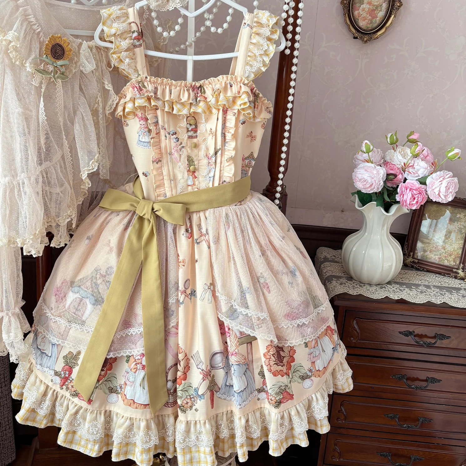 Bunny Harvest Season - Country Lolita Peter Pan Collar OP, Bunny Print JSK - Image 31