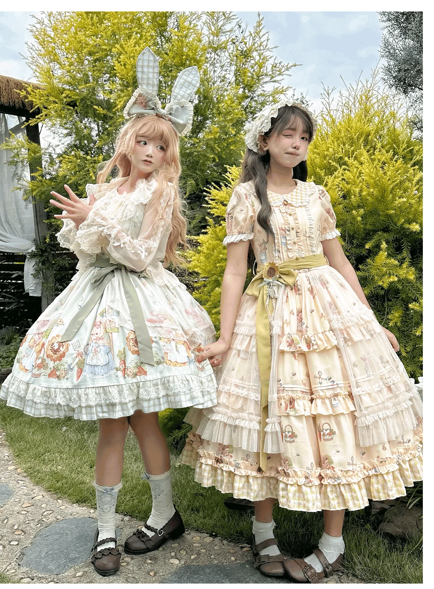 Bunny Harvest Season - Country Lolita Peter Pan Collar OP, Bunny Print JSK - Image 7